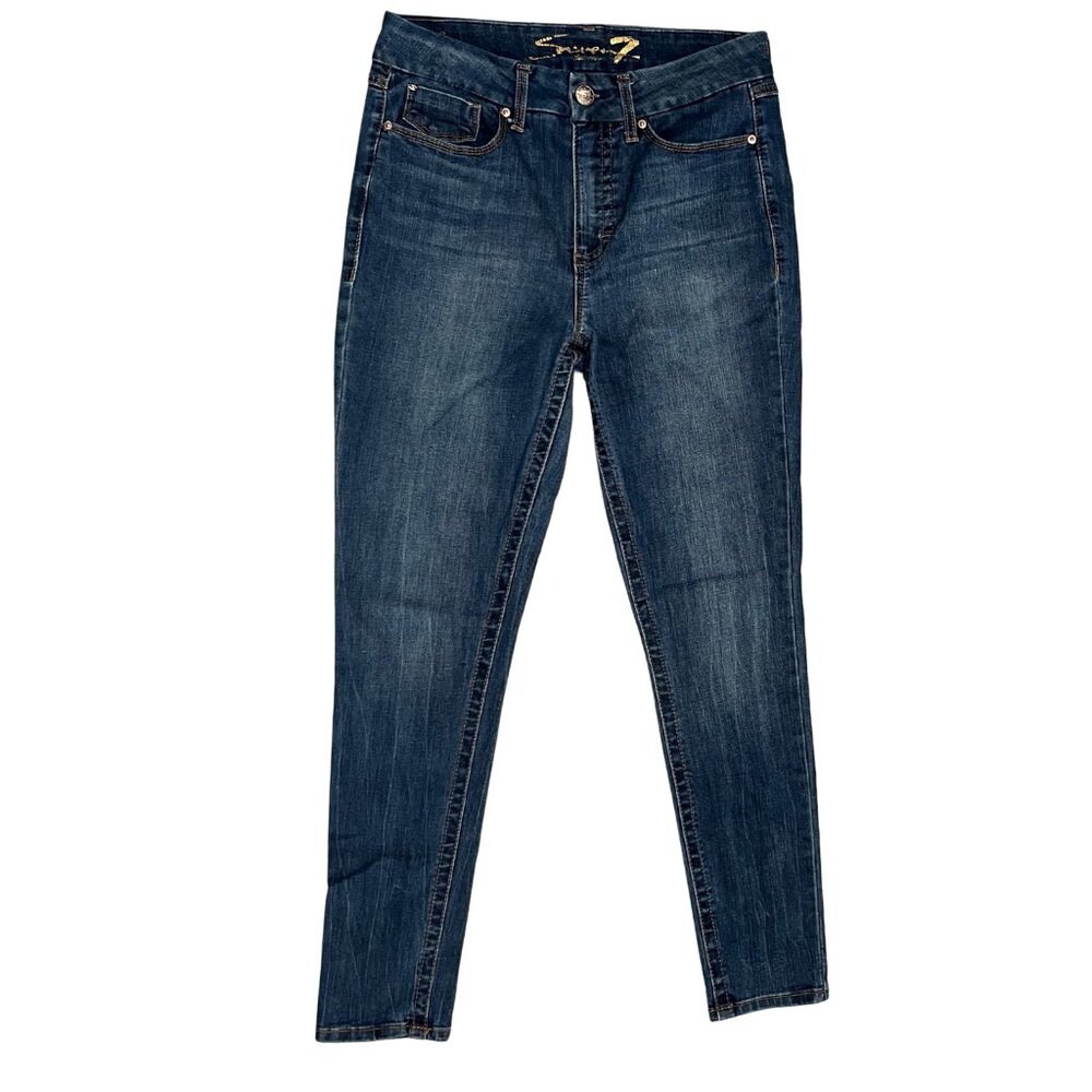 Seven7 Women's Tummyless High Rise Stretch Dark Wash Classic Skinny Jeans Sz 10
